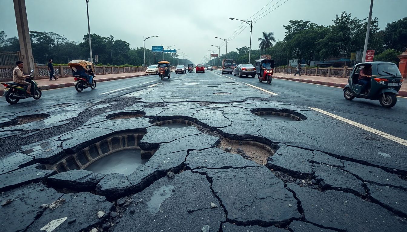 Monsoon Rain Leaves Deep Craters on Sikanderpur Link and Major Arterial Roads