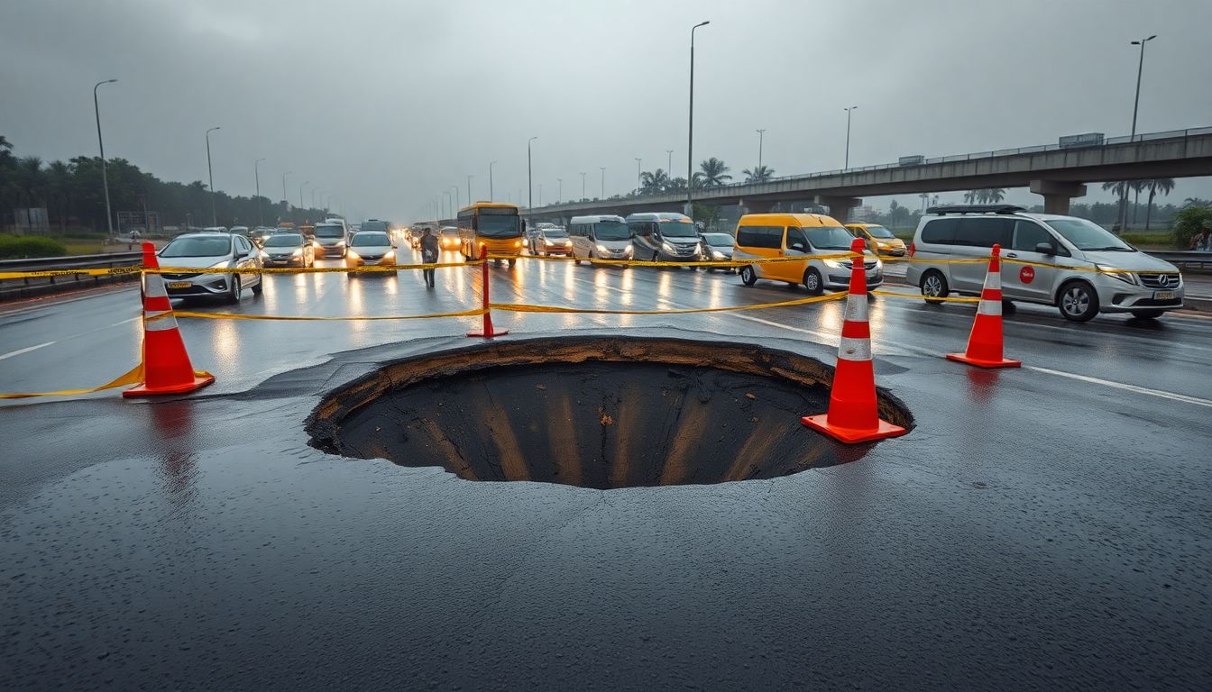 Portion of NH-48 Near Narsinghpur Caves In After Heavy Rain in Gurugram