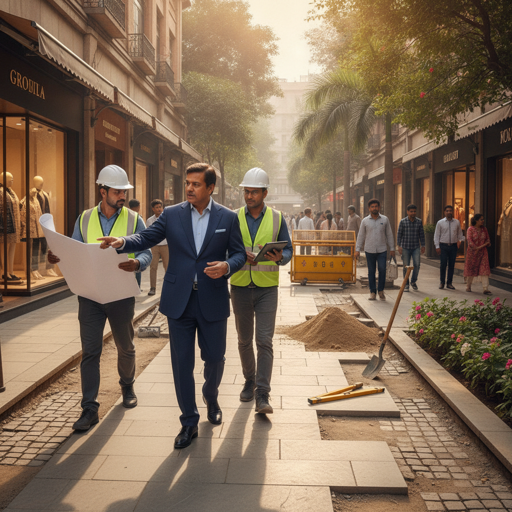 NDMC Vice Chairperson Inspects Redevelopment Works At Khan Market