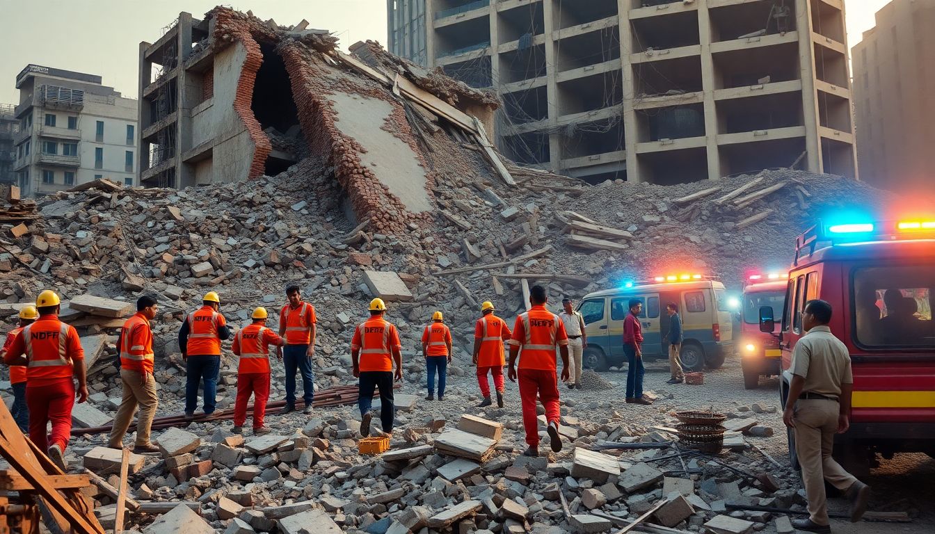 One Dead and Several Trapped After Two Buildings Collapse in Rohini Sector 16