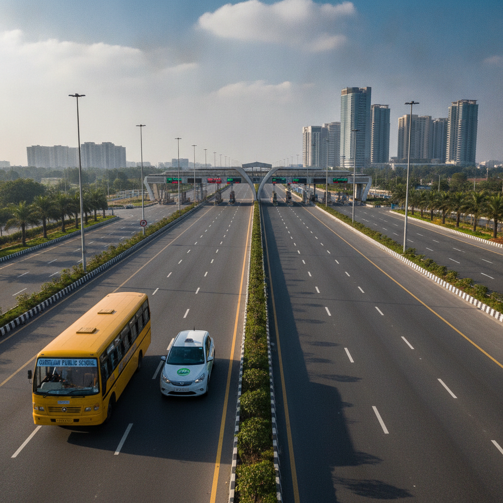 Dwarka Expressway Residents Demand Toll Relief for School Buses and E-Cabs