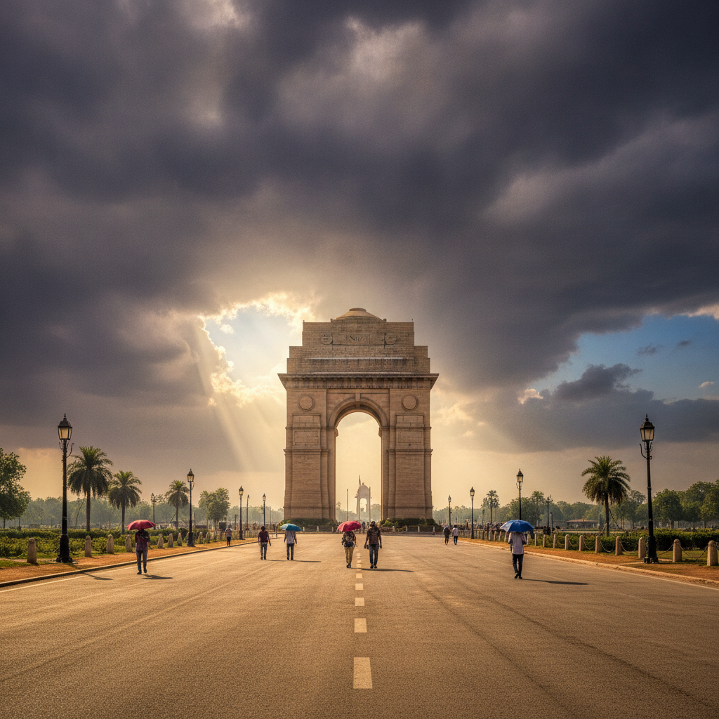 New Delhi Records 42.2°C Max Temperature With Rain Thunder Forecast