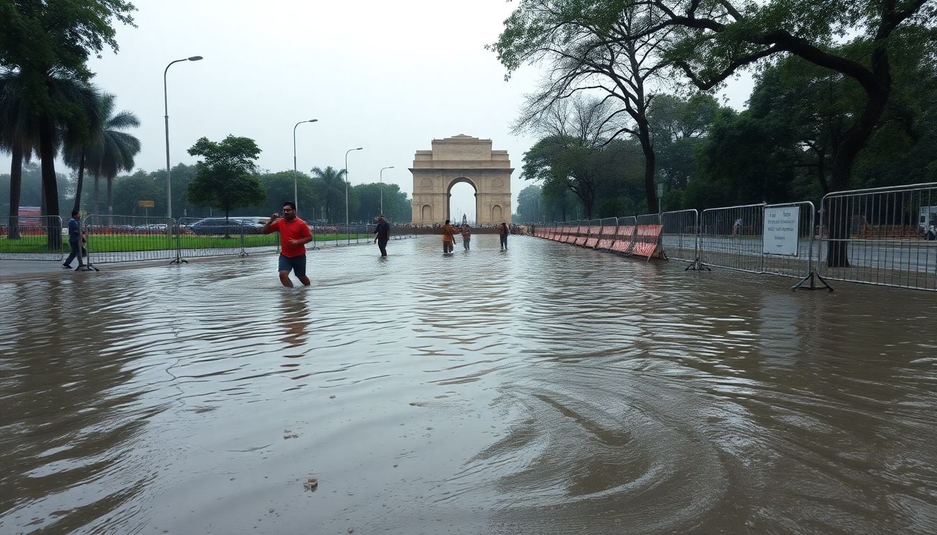 Pump Failure and Blocked Drains Leave Rajghat Service Roads Flooded in New Delhi