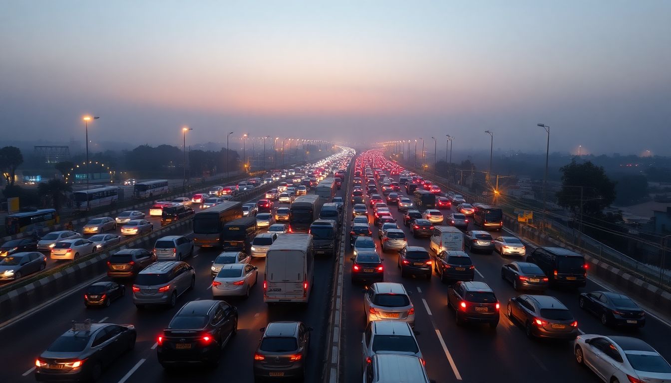 Delhi-Meerut Expressway Jams Stretch from Noida Sector 62 to Dasna