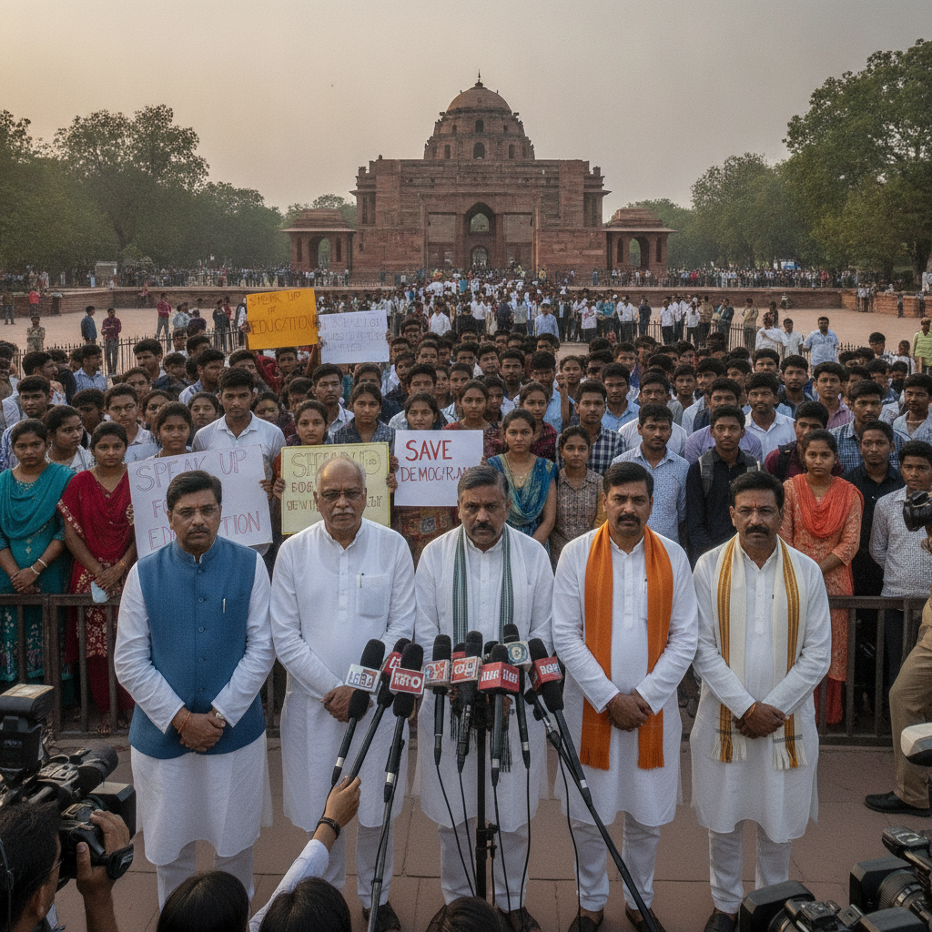 Left MPs Visit Jantar Mantar, Demand Amit Shah Explain Police Action Against Students