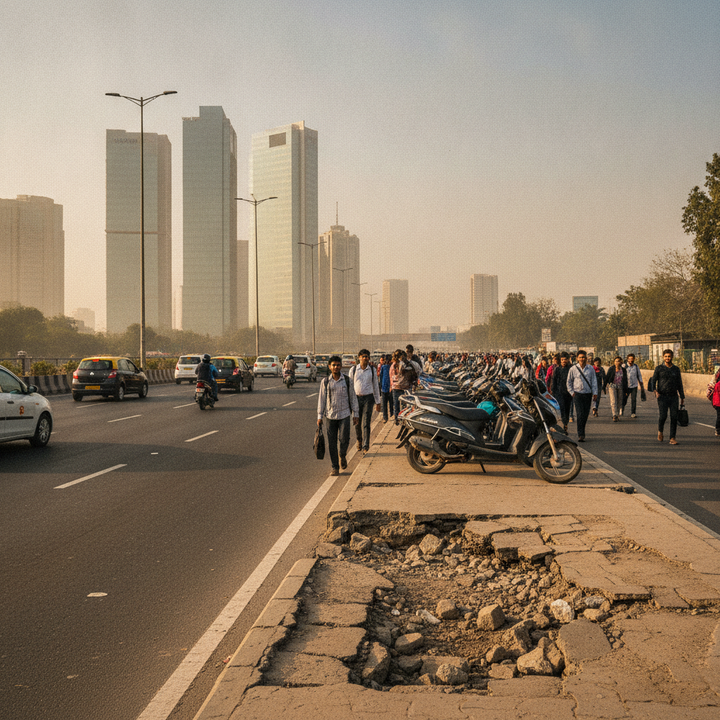 Gurugram mobility report highlights severe lack of safe pedestrian footpaths