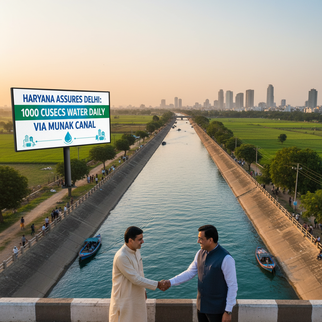 Haryana Assures Delhi of 1,000 Cusecs of Water Daily via Munak Canal