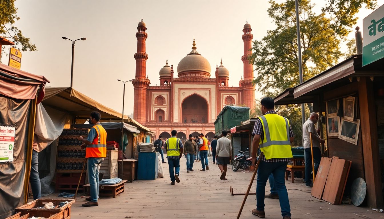 MCD Clears Encroachments and Temporary Structures Around Jama Masjid