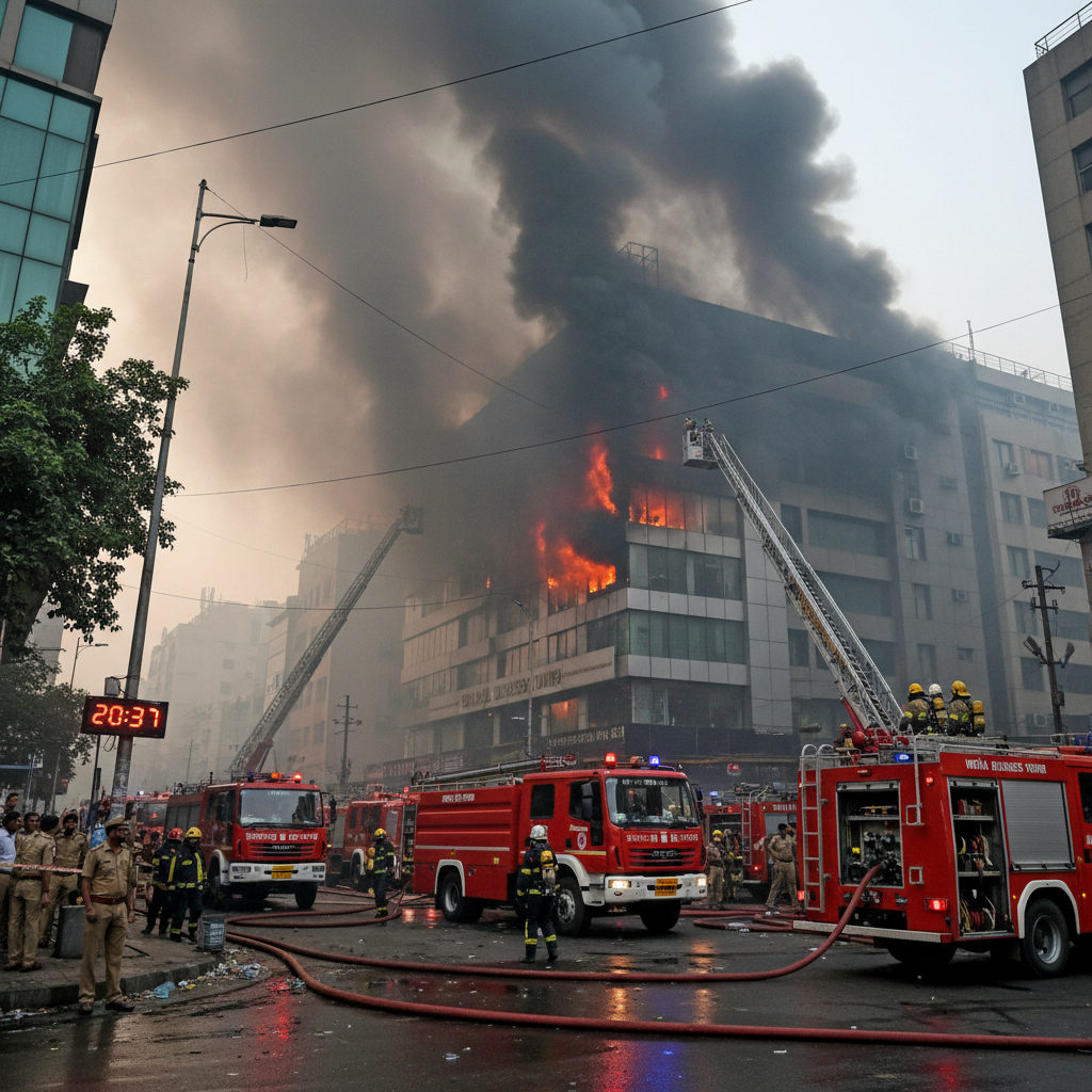 Two firemen injured in multi-storey building fire near Savitri Cinema in Delhi