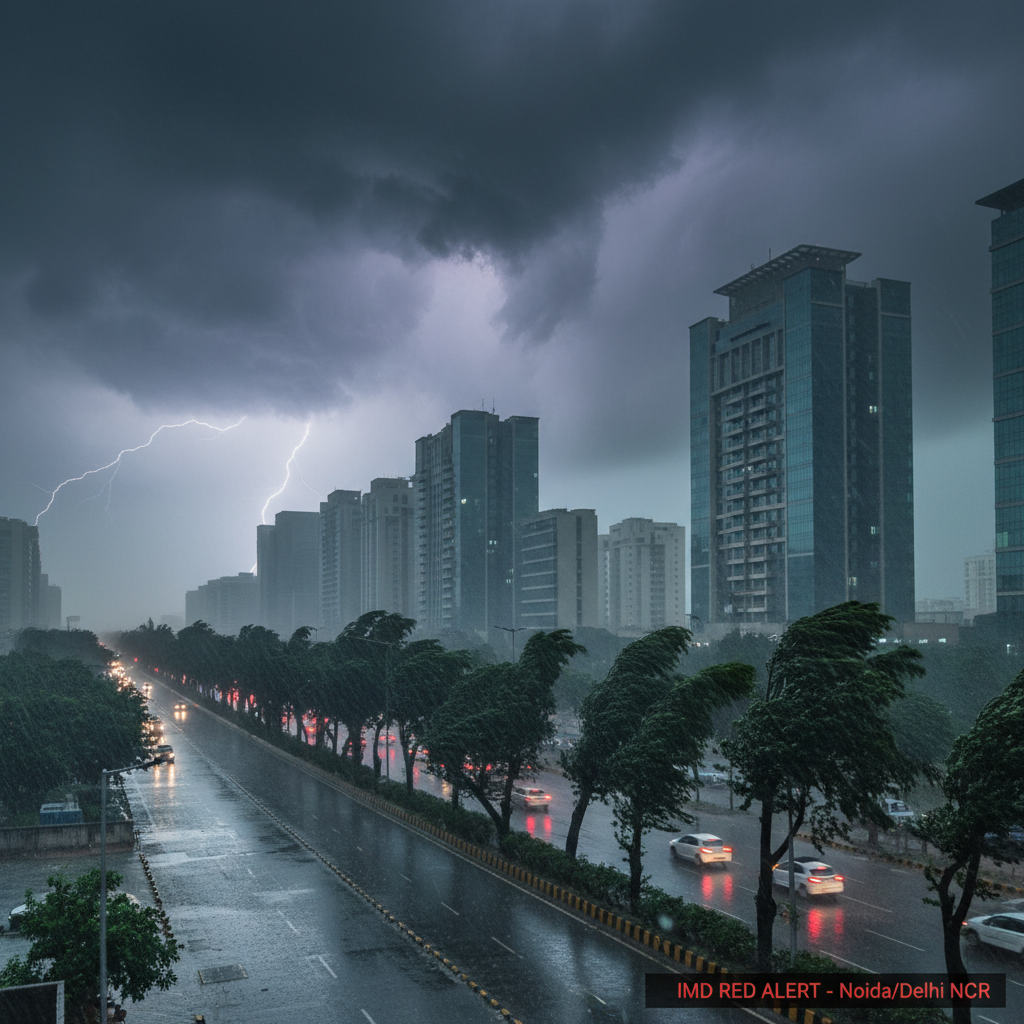 IMD Issues Red Alert as Storms and Squally Winds Hit Noida and Greater Noida