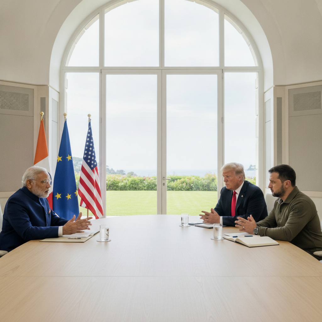 PM Modi, Donald Trump, and Volodymyr Zelensky Hold Talks at G7 Summit in France
