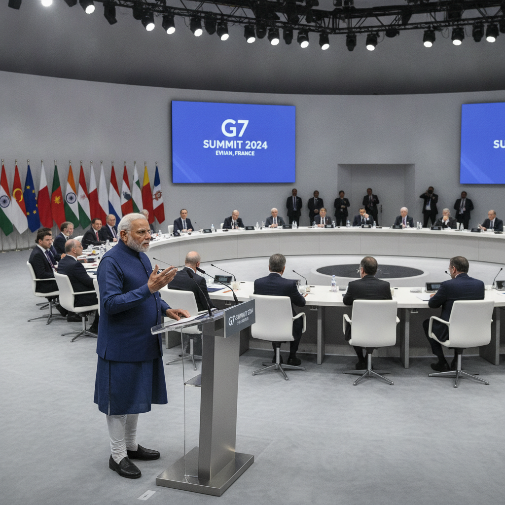 PM Modi Calls for Secure Sea Routes and Seafarer Safety at G7 Summit in Evian