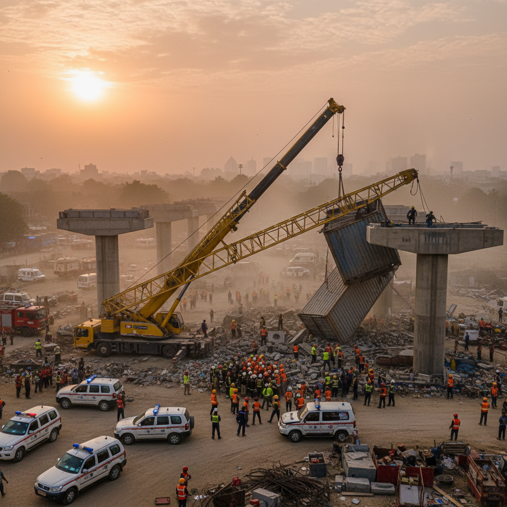 Three killed as crane overturns on Noida airport-Faridabad flyover