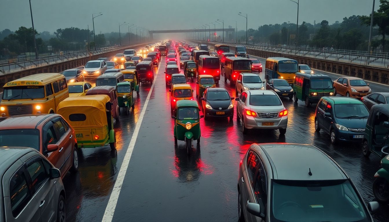 Tuesday Rain Triggers Heavy Traffic On Noida Link Road And Key Corridors